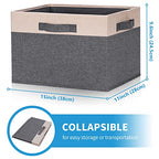 Large Fabric Storage Bins for Shelves with 3 Handles (Large-3 Pack / Grey & Beige)