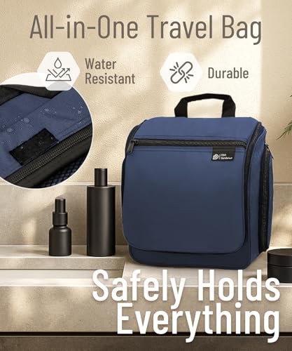 D&D Wanderlust Hanging Travel Toiletry Bag for Women & Men (1 Pack Oxford Blue Large)
