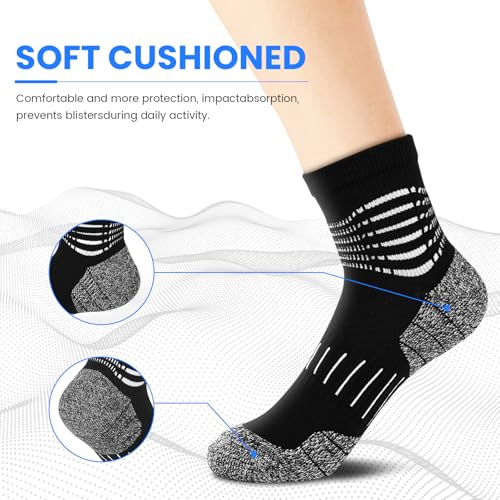Ankle Compression Socks for Men Athletic Running Socks with Cushioned Support 3 Pairs (X-Large / Zoned Cushion-white(3 Pairs))
