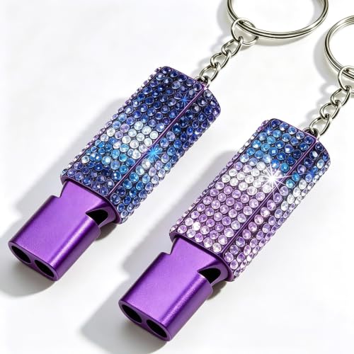 Three Tube Whistle Aluminum Alloy Survival Whistle for Outdoor Needs Sports Referee Emergency (purple2pcs)