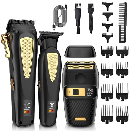 Hair Clippers for Men Cordless Hair Trimmer Electric Shavers for Men Set (Black-1)