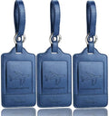 Leather Luggage Tags for Suitcases (Blue)
