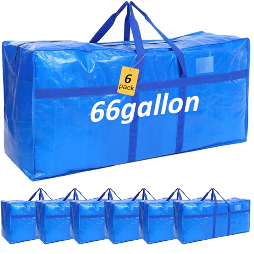 4 Pcs 66 Gallon Extra Large Moving Bags Heavy Duty Storage Bag (66 Gallon / Blue)