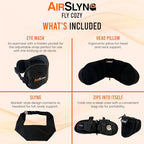 2 Pack 3-in-1 Airplane Sleep Support System - Plane Sleeping Accessories with Memory Foam Long Haul Flight Pillow, Adjustable Travel Eye Mask, and Blanket-Like Body Sling - Fits in Carry On (Standard – 2 Pack)