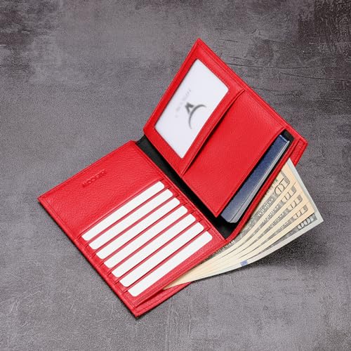 Leather Passport Holder for Travel (Red)