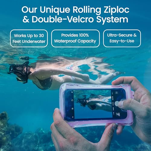 Floating Waterproof Phone Pouch Case Universal for iPhone Android (Pink)