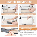 6 Set Ultralight Compression Packing Cubes Packing Organizer for Travel Accessories Luggage Suitcase Backpack (Beige70D / Mesh Pattern)