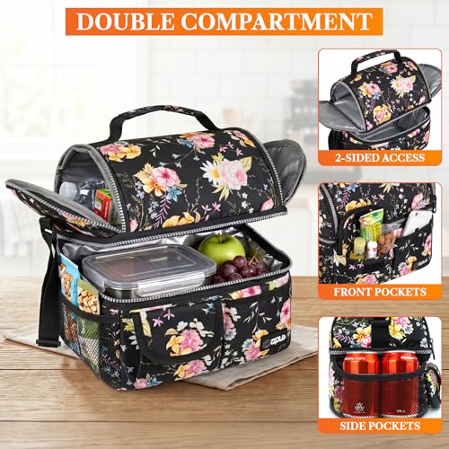 Insulated Lunch Bag Women (Floral Black)