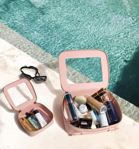 Clear Makeup Bag (Large-Pink)