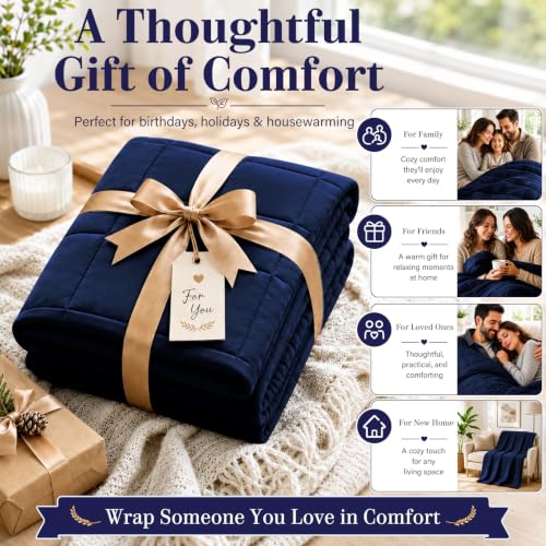 Weighted Blanket for Adults 20lbs （Queen Size (03-navy Blue / 60" x 80" | 20lbs)