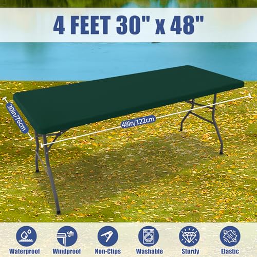 2 Pack Rectangle Spandex Fitted Table Cloth (Hunter Green / 48" x 30" (Rectangular))