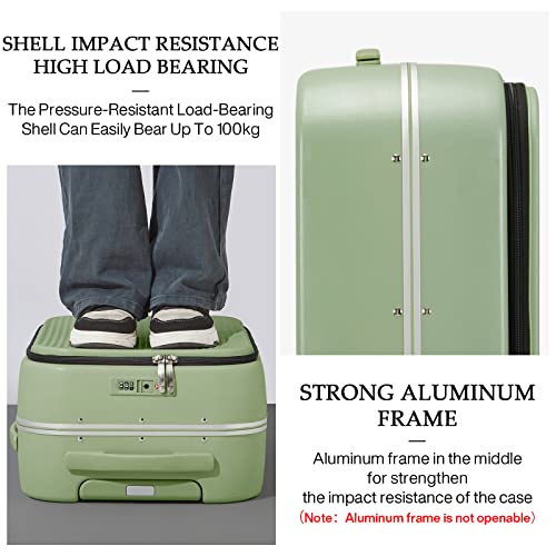 Carry On Luggage (Striped Avocado Green / 18-inch)