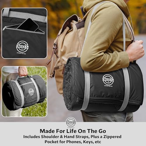 Large Waterproof Outdoor Stadium Blanket (01 - Stadium Black)