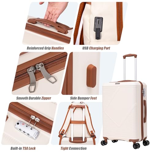 Carry On Luggage 22x14x9 Airline Approved (Lavender / 3PCS)
