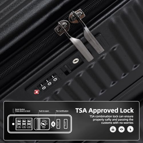29 Inch Aluminum Frame Checked Luggage Top Opening (Black / 29 Inch)