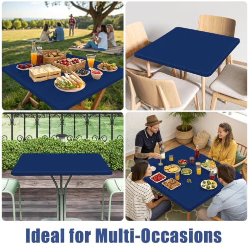 2 Pack Square Spandex Fitted Table Cloth (Navy / 24" x 24" (Square))