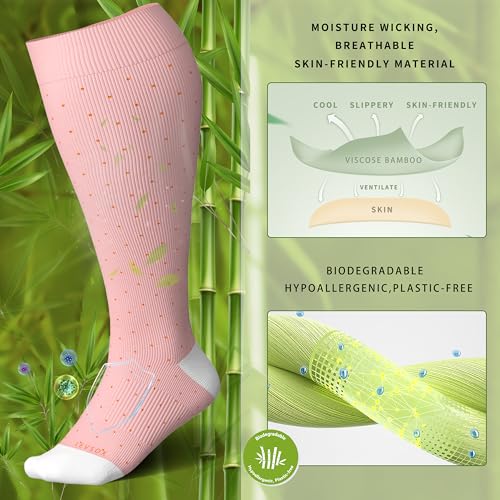 Wide Calf Compression Socks for Women Plus Size Pregnancy Cute Fun 15 (3 Pair-polkadots / 5X-Large)