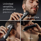 All-in-One Men's Shaving Kit Series 7 7440, 12-in-1 Beard, Face, Nose, Ear Trimmer, Hair Clippers, Body Groomer and Manscaping + Travel Case + Charging Stand (Silver / 13 Piece Set)