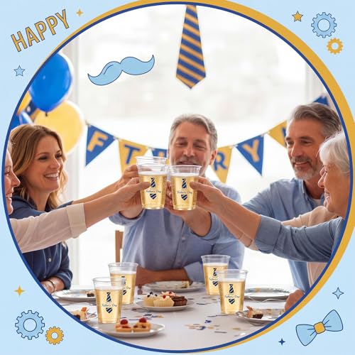50 Pack Father's Day Plastic Cups 12 oz for Party (Father's Day)