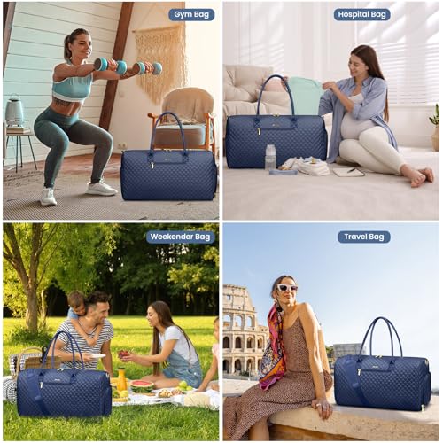 Women Weekender Travel Duffle Bag (25-Navy Blue Basic / Large)