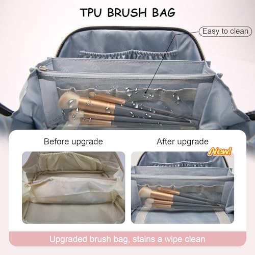 Travel Makeup Bag Organizer Cosmetic Bag (02-D-White)