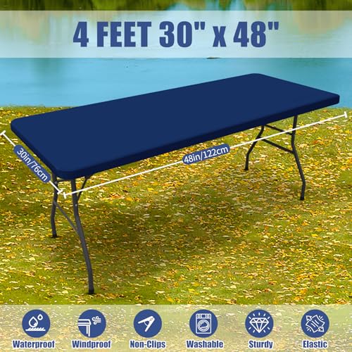 2 Pack Rectangle Spandex Fitted Table Cloth (Navy / 48" x 30" (Rectangular))