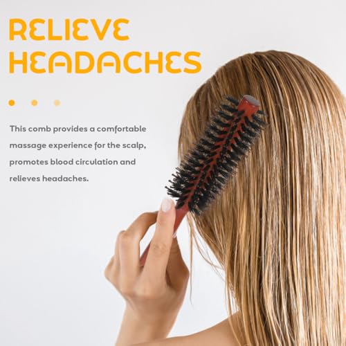 Round Hair Brush Boar Bristle Hair Brush Wood Brown (Medium / Brown)