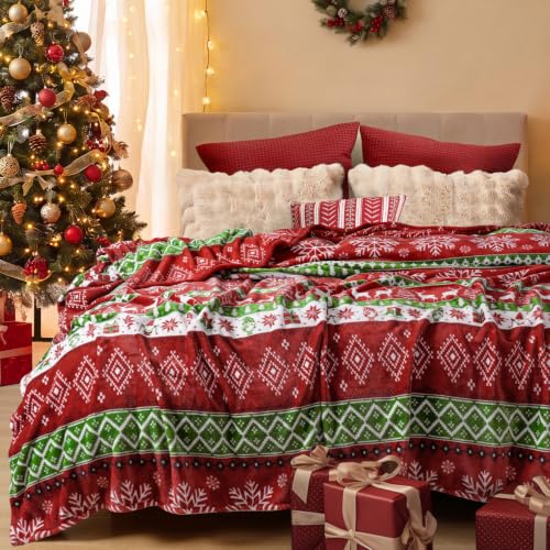 Christmas Fleece Blanket King (Retro Christmas / King(108" X 90"))