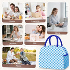 Lunch Box for Women Adult Men (A-Blue Grid / Medium - 10L)
