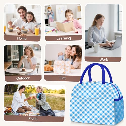 Lunch Box for Women Adult Men (A-Blue Grid / Medium - 10L)