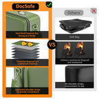 Fireproof Document Box Hard Case with Lock ＆ Accordion File Folder (15.2" x 11.2" x 5.3"(colorful) / Green)