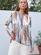 Long Sleeve Shirts for Women Casual Crewneck Tops Basic Tees (Small / Gradientmulti)