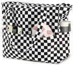Waterproof Beach Tote Pool Bags for Women Ladies Extra Large Gym Tote Carry On Bag With Wet Compartment for Weekender Travel (Checked Black White)