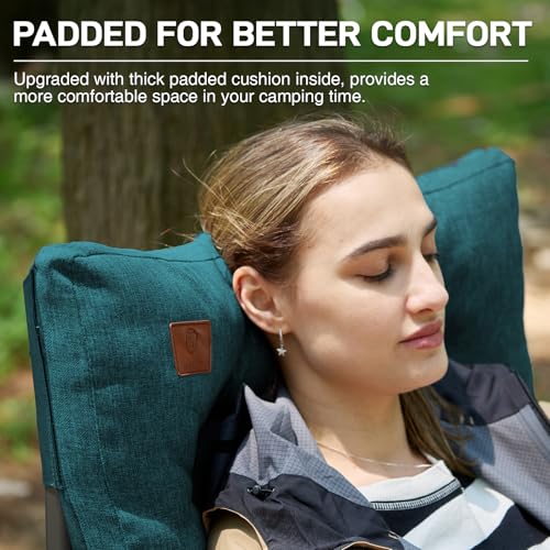 Padded Oversized Folding Camping Chair for Adults (Green)