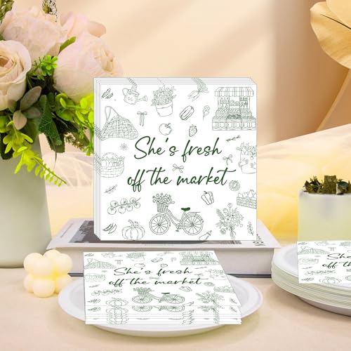 50Pcs She's Fresh off The Market Bridal Shower Napkins (Green)
