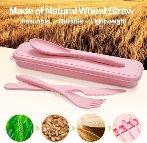 Reusable Travel Utensils Set with Case (55 Sets - Red, Pink, Dark Blue, Nordic Green, Yellow, Orange, Purple, Nordic Blue, Nordic Beige, Dark Green, Black)