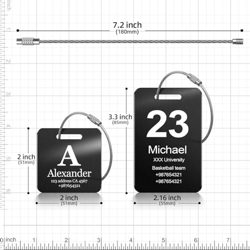 Customized Stainless Steel Luggage Tags (Initial 2"x2" / 2 Pack)