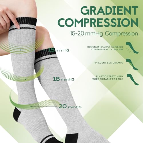 Bamboo Viscose Compression Socks for Women & Men (3 Pairs-(blue/Gray/Pink) / Large-X-Large)