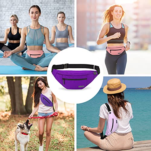 Large Crossbody Fanny Pack Belt Bag with 4 (Purple / Large)