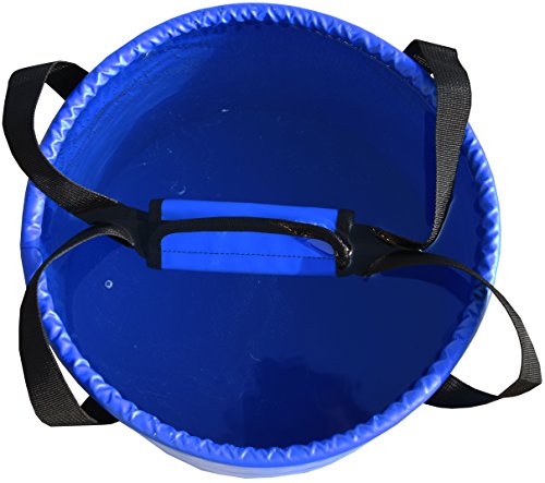 Collapsible Water Bucket with Lid 23L Portable Camping Wash Basin (Navy Blue / 23L)