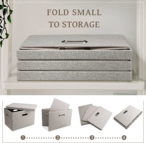 Storage Bins with Lids Fabric Closet Organizers Cubes Office Organization (Beige / Medium -5 Pack)
