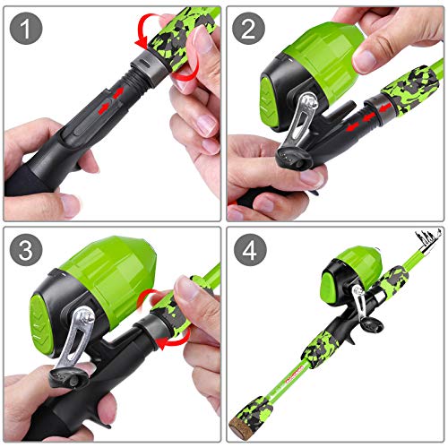 Kids Fishing Pole (Green / 4.92 ft)