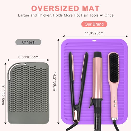 Silicone Heat Resistant Mat for Hair Tools (Purple / Oversize)