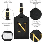 Luggage Tag PU Leather for Suitcase Baggage Handbag Travel Bag Label Suitcase Tag Label Tag w. Name Card & Privacy Cover (N)