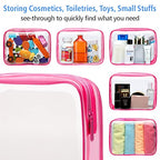 Clear Makeup Bag for Travel (2 Matte Rose Red / Mixed Size Series (1 Medium + 1 Large))