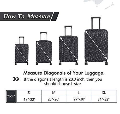 Travel Luggage Cover Suitcase Protector Fits 31 (Black Maze / XL)