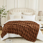 Luxury Faux Fur Rabbit Fur Throw Blanket Brown 60"*80" (Faux Fur Brown / 60"*80")