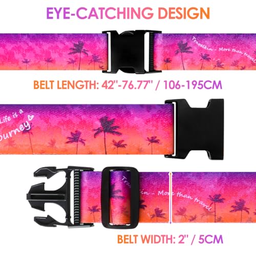 Luggage Straps for Suitcases Adjustable Travel Belt (Purple-red tree)