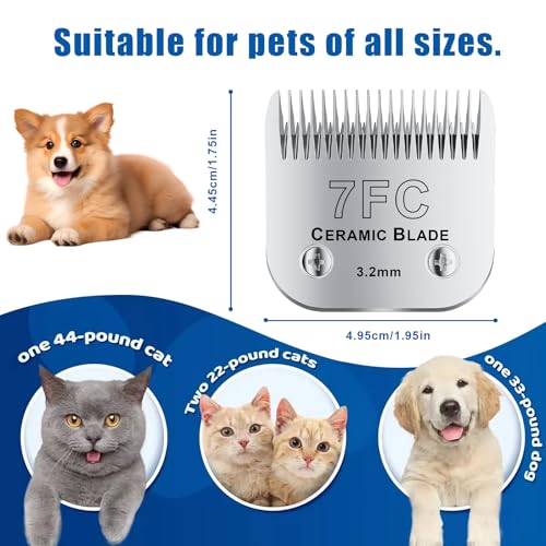 7FC# Detachable Pet Dog Grooming Clipper Ceramic Blade (Silvery-10)