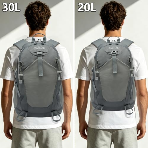 Hiking Backpack 30L Foldable Travel Daypack For Women Men (Grey / 30L)
